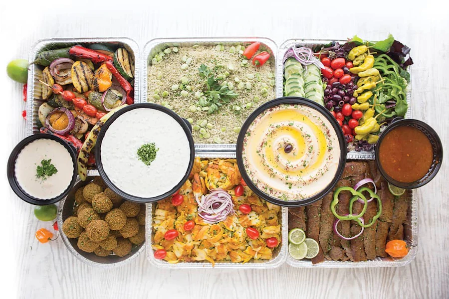 Taza Corporate Catering and Group Ordering located at 176 N Franklin St, Chicago, IL 60606, USA. Taza's top menu items include Baklava, Dozen of Chocolate Chip Cookies, Half Tray of Grilled Veggies.