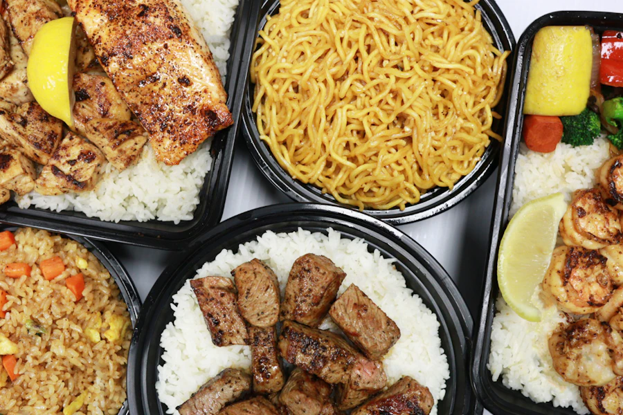 CaliBachi Corporate Catering and Group Ordering located at 1870 W Washington Blvd, Los Angeles, CA 90007, USA. CaliBachi's top menu items include Tray of White Rice, Shrimp Bowl, Steak Bowl.