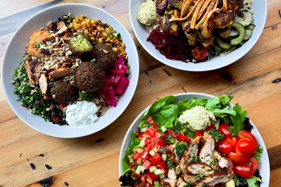 Mezeh Mediterranean Grill Corporate Catering and Group Ordering located at 900 Broadway, New York, NY 10003, USA. Mezeh Mediterranean Grill's top menu items include Mezeh Classic Bowl, Power Steak Bowl, Chicken Chicken Bowl.