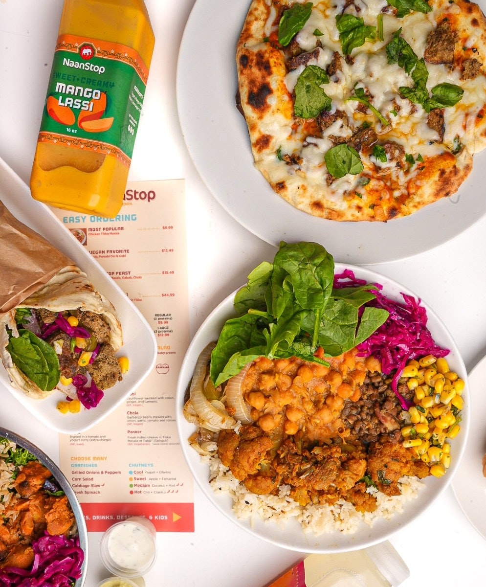 NaanStop Corporate Catering and Group Ordering located at 64 Broad St NW, Atlanta, GA 30303, USA. NaanStop's top menu items include Chicken Tikka Masala Salad, Paneer Tikka Masala Salad, Chicken Tikka Masala Regular Boxed Lunch.