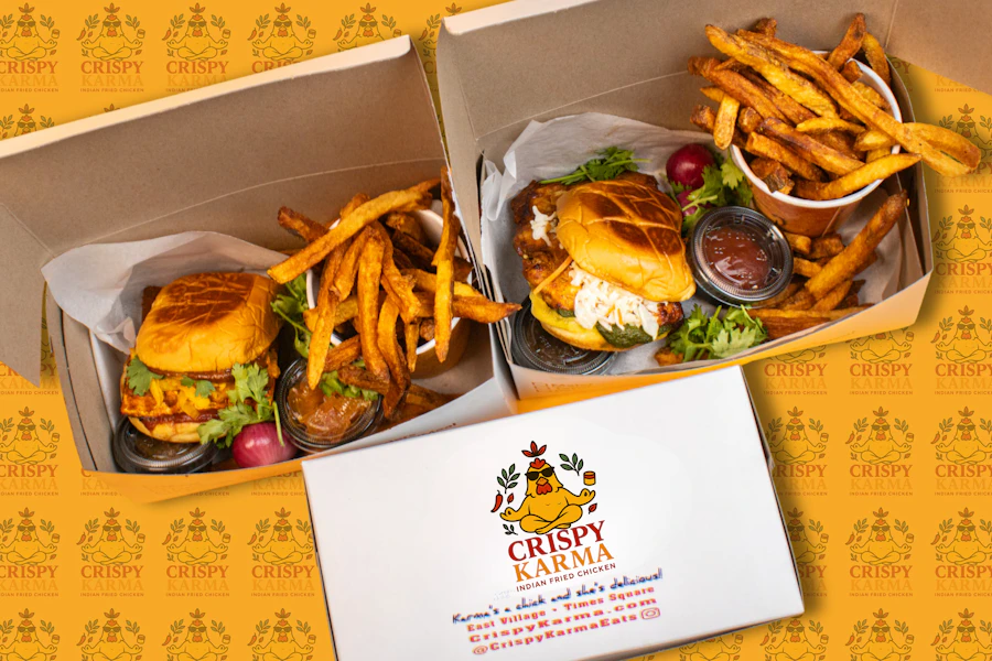Crispy Karma Corporate Catering and Group Ordering located at 214 1st Ave, New York, NY 10009, USA. Crispy Karma's top menu items include The Punjabi Bowl, The Parsi Bowl, Fiery Karma Bowl.