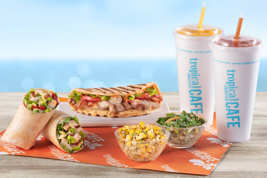 Tropical Smoothie Cafe - Miami Corporate Catering and Group Ordering located at 3645 W 84th St, Hialeah, FL 33018, USA. Tropical Smoothie Cafe - Miami's top menu items include Chicken Bacon Ranch Flatbread, Chicken Pesto Flatbread, Supergreen Caesar Salad.