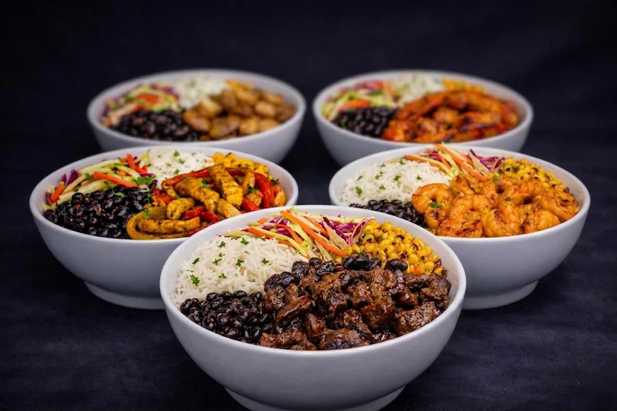 Sambálo Corporate Catering and Group Ordering located at 307 W 38th St, New York, NY 10018, USA. Sambálo's top menu items include Charred Lemongrass Chicken Bowl, Golden Achiote Ginger Shrimp Bowl, Sauté Umami Mushrooms Bowl.